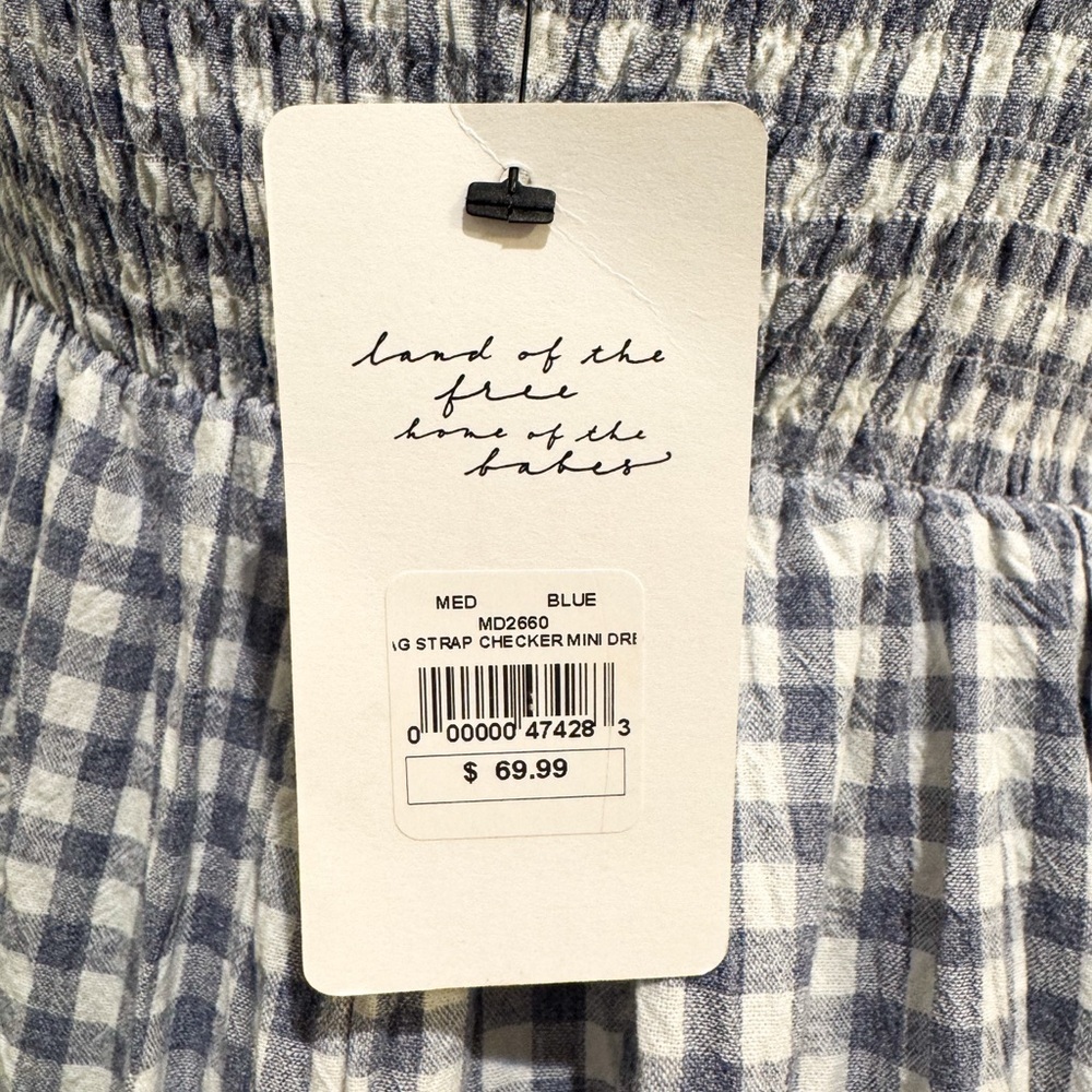 MABLE blue white gingham midi dress size medium NWT - Picture 2 of 6